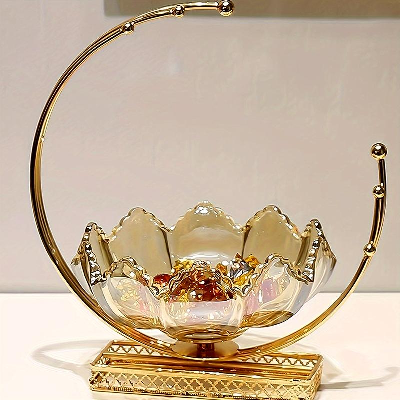 1PC Creative Fruit Plate European Style Metal Moon Shaped Snack Storage Glass Table Decor