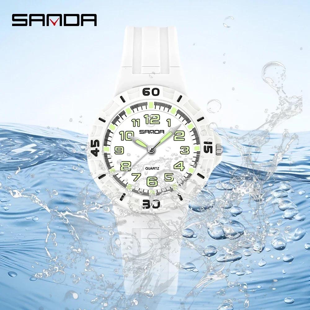 Sanda 6386 sport waterproof men's watch for both men and women, new quartz minimalist watch for students, silicone strap