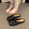 Fashion Woman Mules Slippers Flat Silver Sandals Sequins Shoes for Women Pvc Korea Style Low Price Chic and Elegant Casual 39 New Slides
