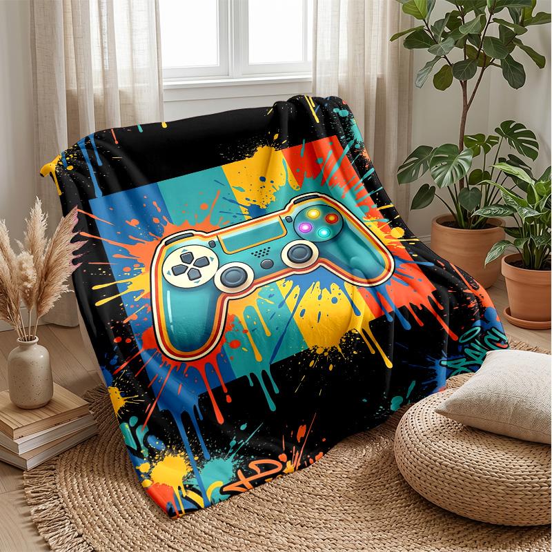 Glowing Game Controller with Lightning Theme blanket Lightweight Warm Flannel Blanket Decorative Throw Blanket for Home Decoration