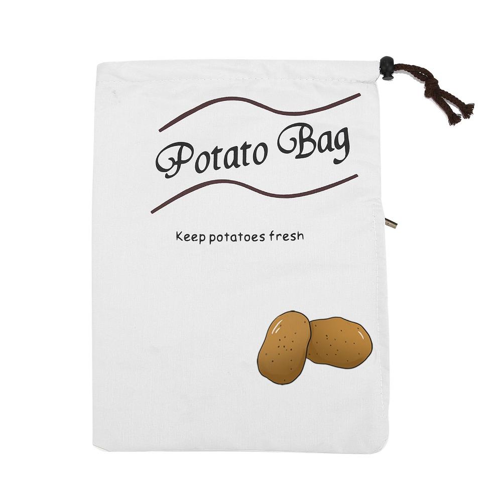 Reusable Onion Potatoes Drawstring Storage Bag Canvas Side Zipper Vegetable Fruit Organizer Large Size Washable Garlic Keeper