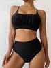 2024 European & American Style Solid High Waist Bikini - Sexy Split Swimwear