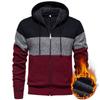2025 Autumn Winter New Men's Color-blocking Sweater Plus Velvet Casual Knitted Fashion Hooded Jacket