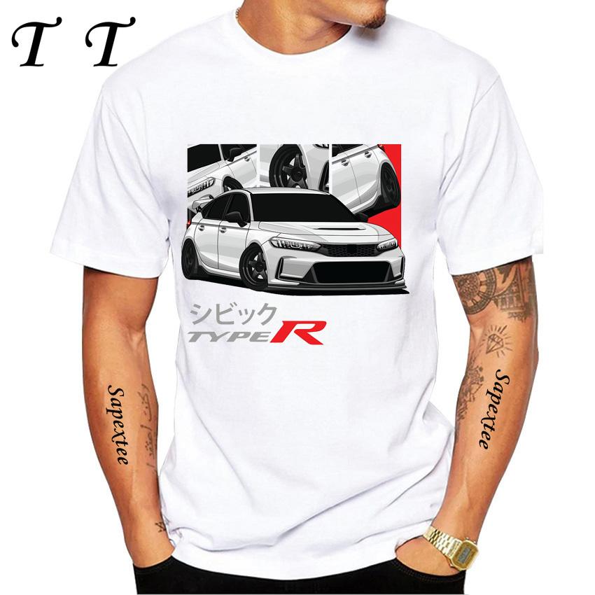 New Summer Men Short Sleeve JDM INLANDSMARKT T-Shirt Civic Type R i-Vtec Car Interior Classic T shirts Boy Casual White Tees