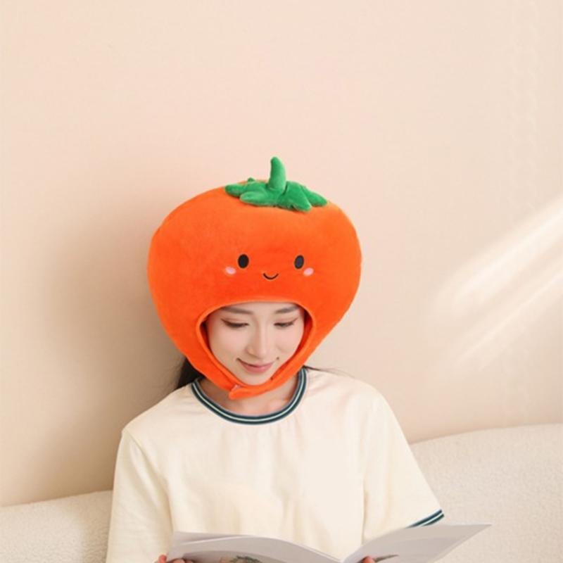 Children Headpiece With Cute Persimmon Design Fade Resistant Fabric Head Cover For Photo Props Holiday Celebrations