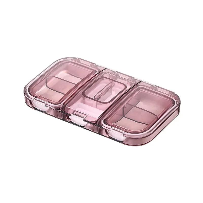 Portable Medicine Box Mini Portable Split Pack Medicine Cutting Box Medicine Storage for Patients To Take Easily 12x7x2cm прозрачный розовый