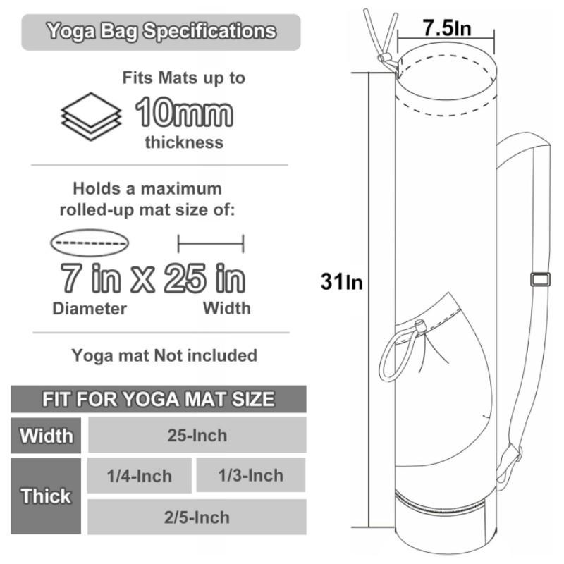 Yoga Mat Bag With Water Bottle Pocket And Bottom Wet Compartment, Multi-Functional Yoga Mat Carrier