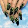 Wearable Green Lightning Nails with Black Base - Detachable Manicure