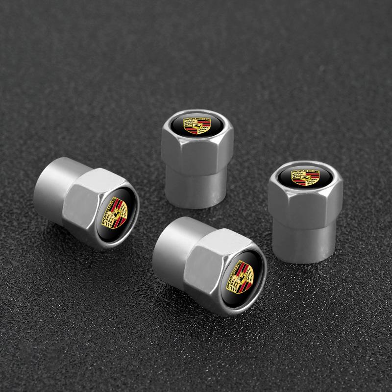 4PCS Car Wheel Tire Valve Cap Tyre Stem Cover For Porsche Cayenne Carrera 928 Panamera Boxster Macan Auto car decal Accessories