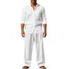 Men's All-season Linen Casual Two-piece Set: Loose-fitting, Comfortable and Breathable, Long-sleeved Top and Trousers