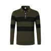 Herren Langarm Gestreiftes Revers Freizeit T-Shirt Poloshirt