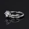 WishKJ Six-Claw Women's Engagement Ring - 1 Carat Simulated Diamond, Eight Hearts and Arrows Cut