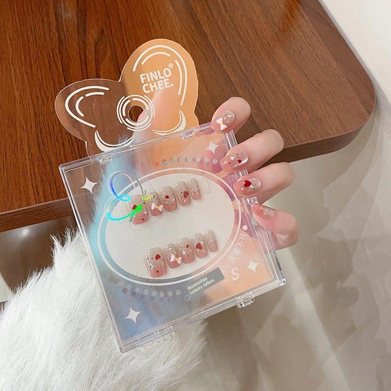 

Mijing Hand-Worn Nail Nail Stickers Ins Style Nail Tip Manicure Implement Pink-heartache