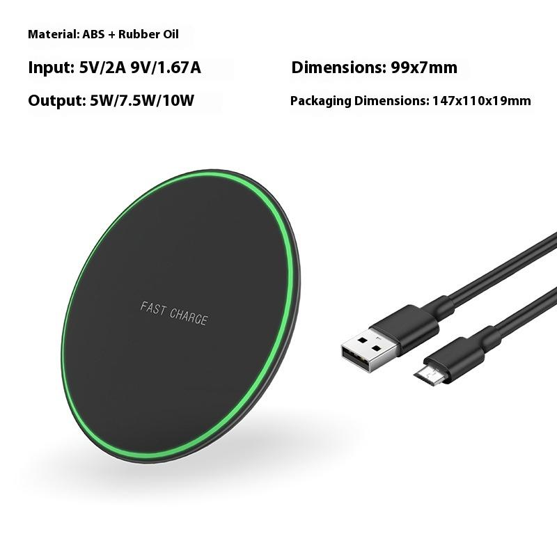 

Ultra-thin Round QI15W Wireless Charger Gift Is Suitable for Apple Huawei 10W Desktop Mobile Phone Wireless Charging Black (10W-QI certified)