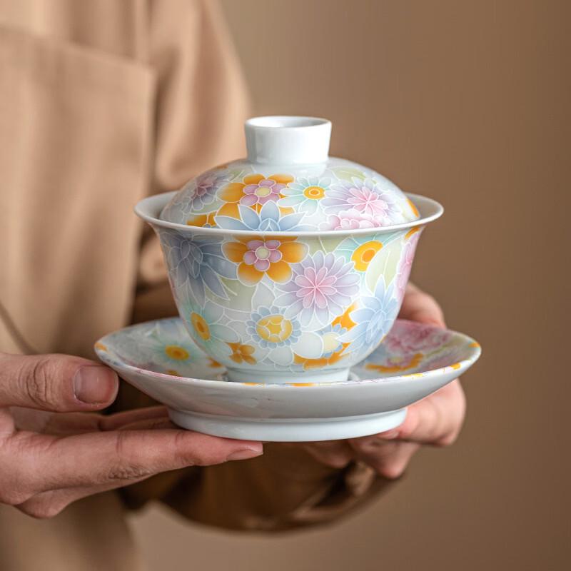 Jiumuqing Chinese Ceramic Gaiwan Tea Bowl with Lid