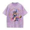 Harajuku Anime YuGiOh Tshirt Summer Short Sleeve Tee Shirt Dark Magician Girl Vintage Washed Cotton Tops Men Women Clothing