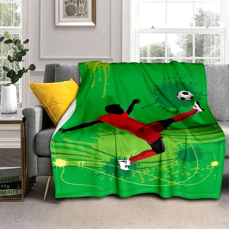 3d fotbal fotbal sportovní silueta vzor manta potah na rozkládací pohovku měkká deka kostkovaná měkká teplá flanel přehazovací deky ventilátory dárek