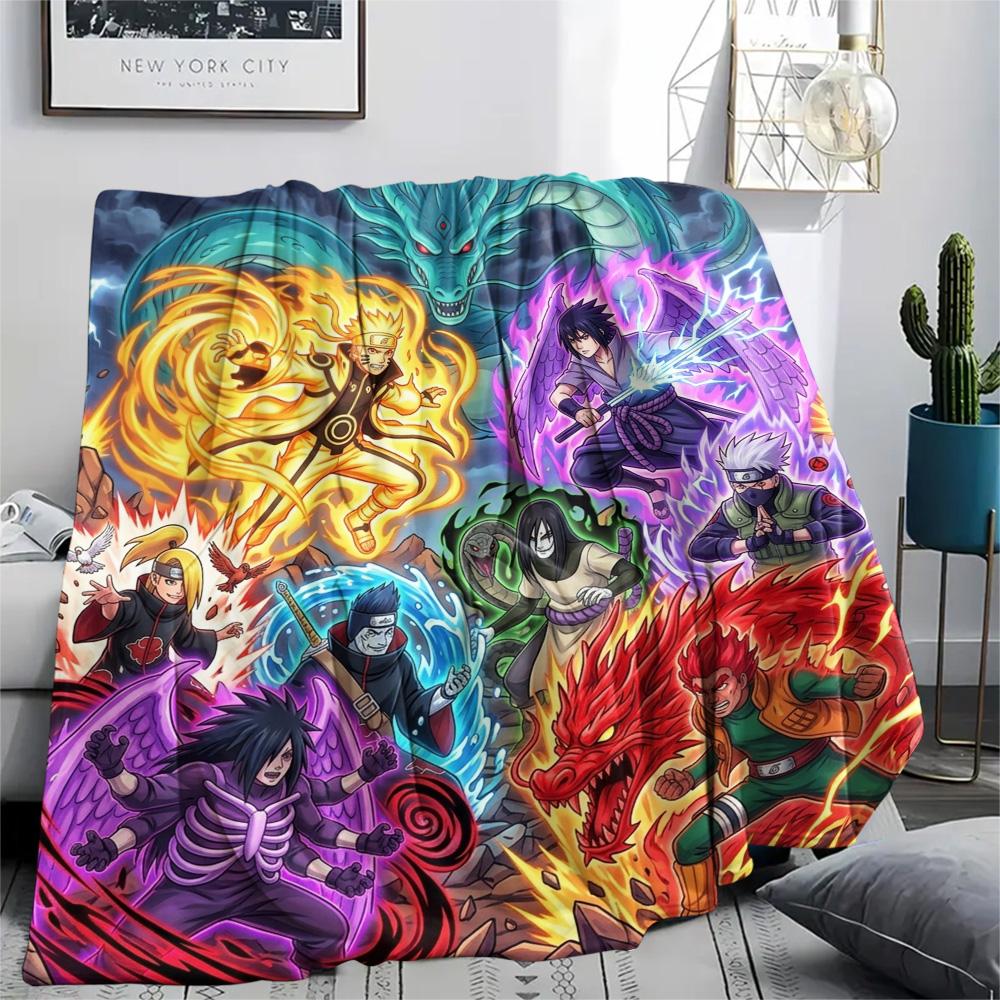 Naruto Flannel Blanket Comfortable Print Cozy for Picnic Travel Home Bedroom Sofa Chair.-TING