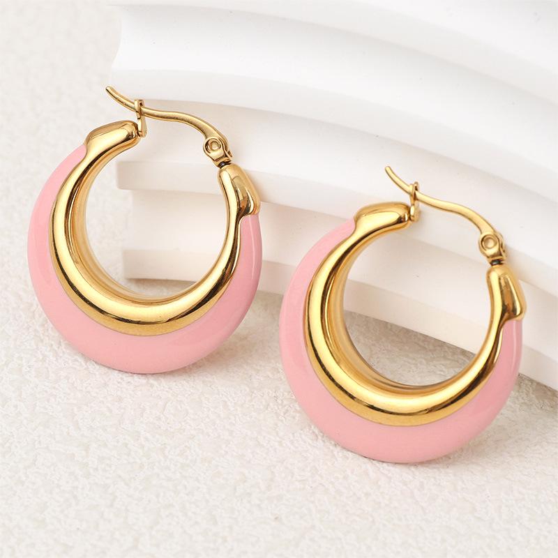 Retro Epoxy Circle Enamel Earrings: Fashionable, High-end & Versatile