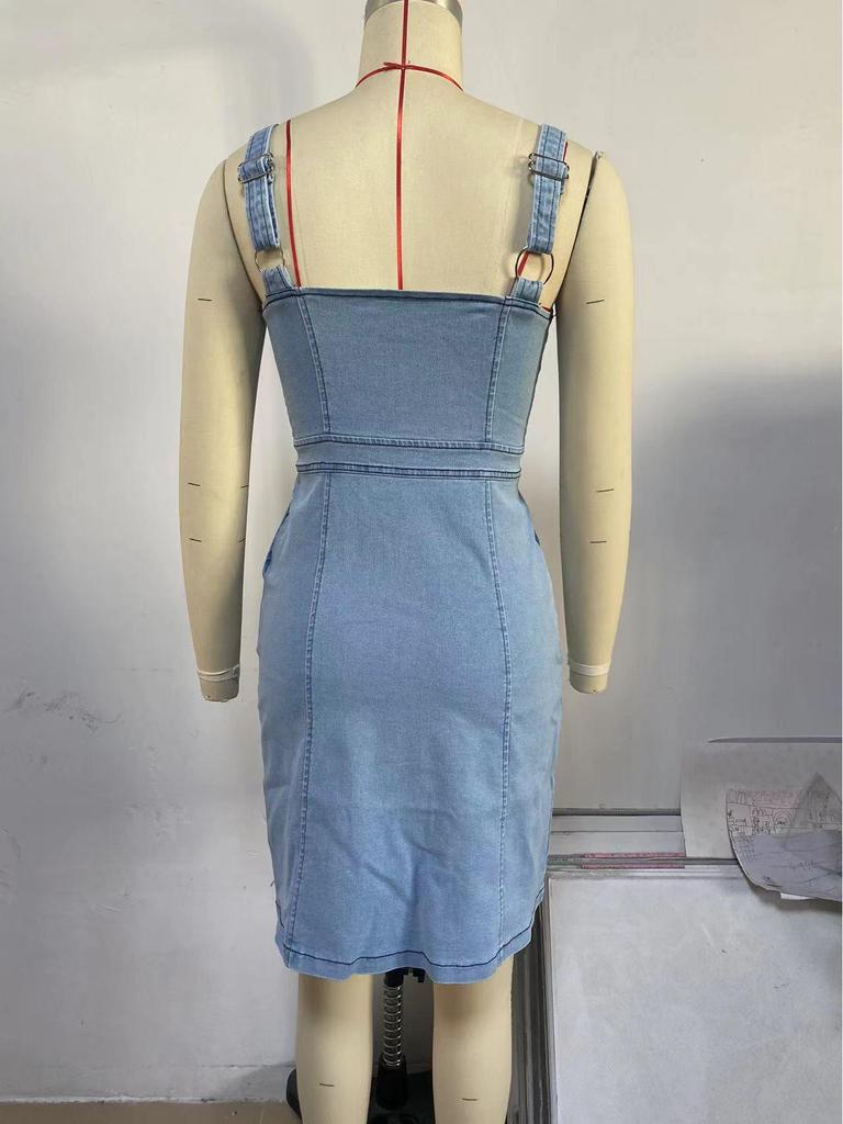 Spring/Summer 2024 Slimming Sleeveless Denim Dress for Women
