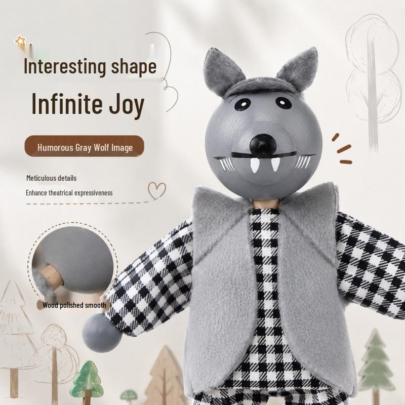 Educational Big Bad Wolf Puppet with Movable Joints for Parent-Child Storytelling Fun