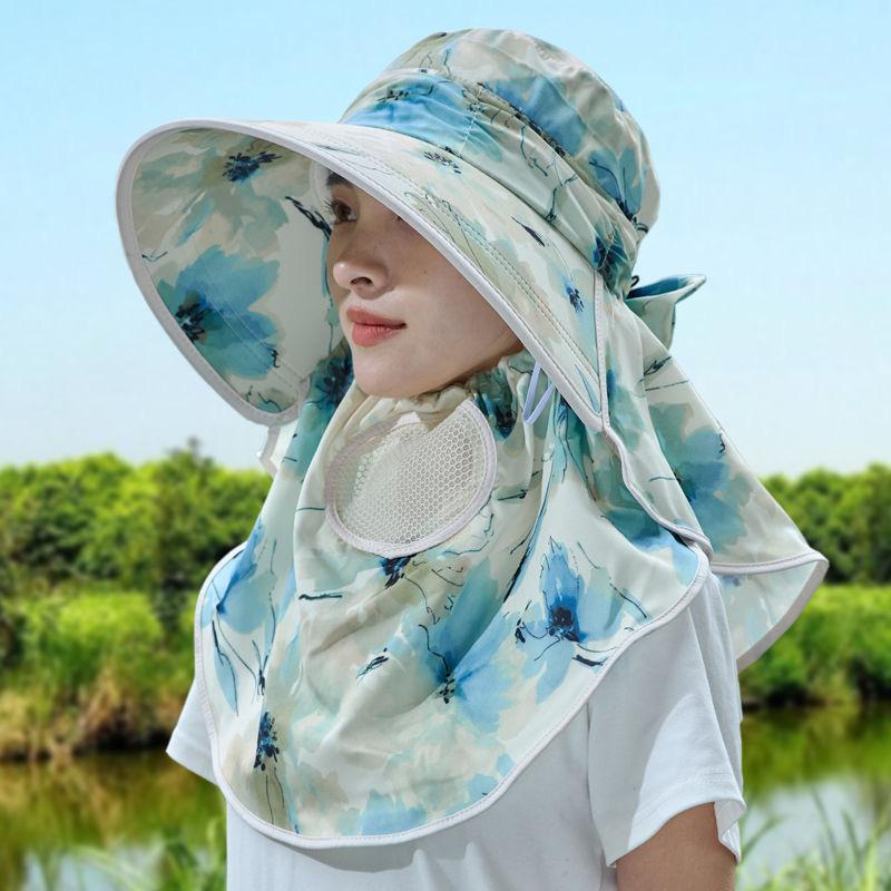 Cappello da Sole Estivo per la Raccolta del Tè Cappello Parasole Maschera Facciale da Donna Protezione UV Cappello da Sole da Uomo per Ciclismo Lavoro Modelli da Donna