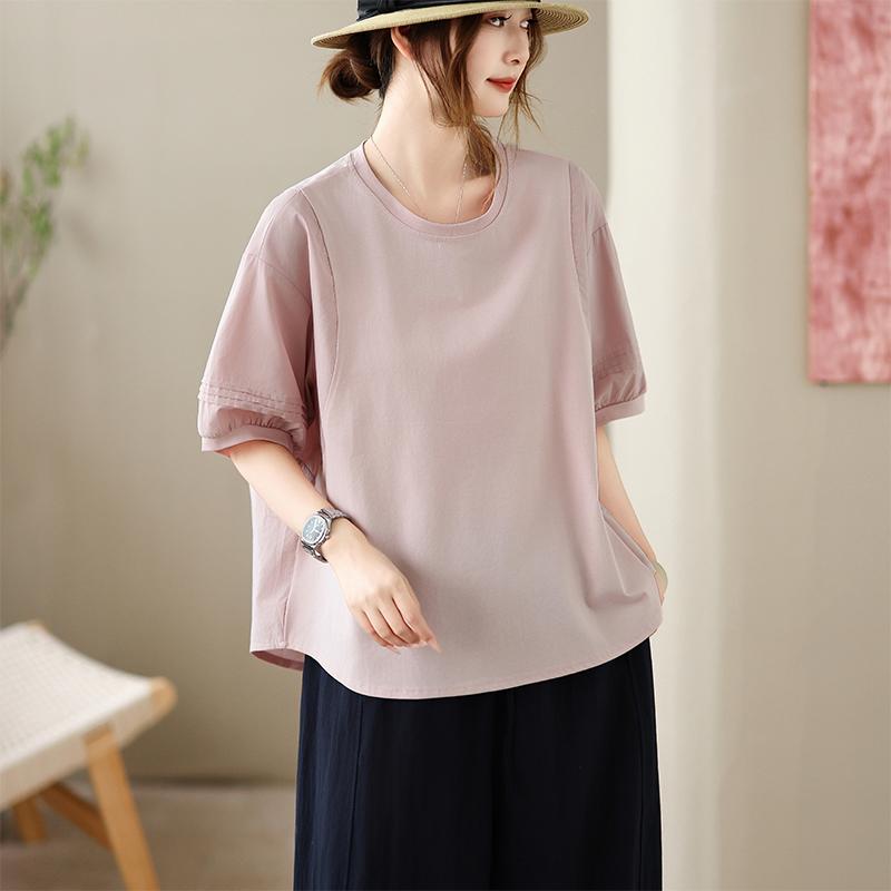 DIMANAF 2026 Plus Size Summer Women T-Shirts Casual Lady Tops Cotton Shirt Oversize Loose Tees Tunic