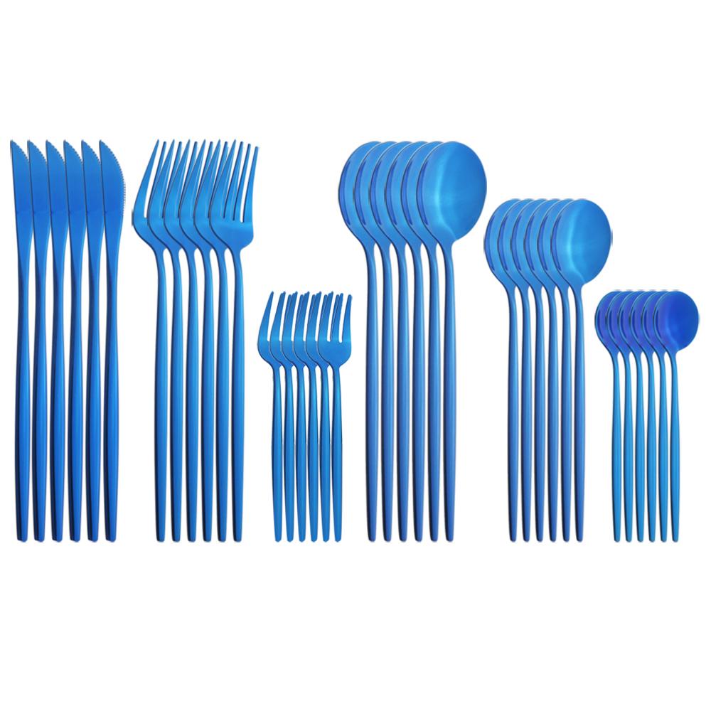 36Pcs/Set Gold Dinnerware Cutlery Set Knife Cake Fruit Fork Coffee Spoon Flatware Silverware Stainless Steel Party Tableware Set