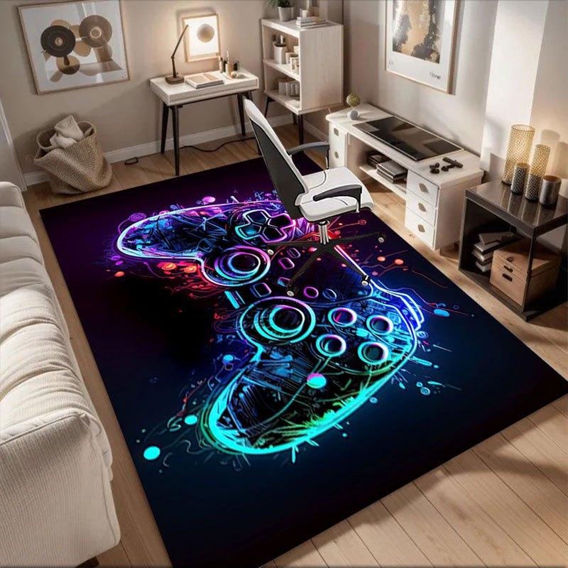 

Neon Gaming Controller Wall Art PrintOffice Mat Perfect for Home Decor Office Desk Chair Rugs Chair Carpet for office Polyester Chair Mat Gi 60cm by 90cm