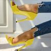 Super High Heel Sandals for Women, Fish Mouth Side Air New Round Head Sexy Sandals Platform Shoes Women Plus Size 43