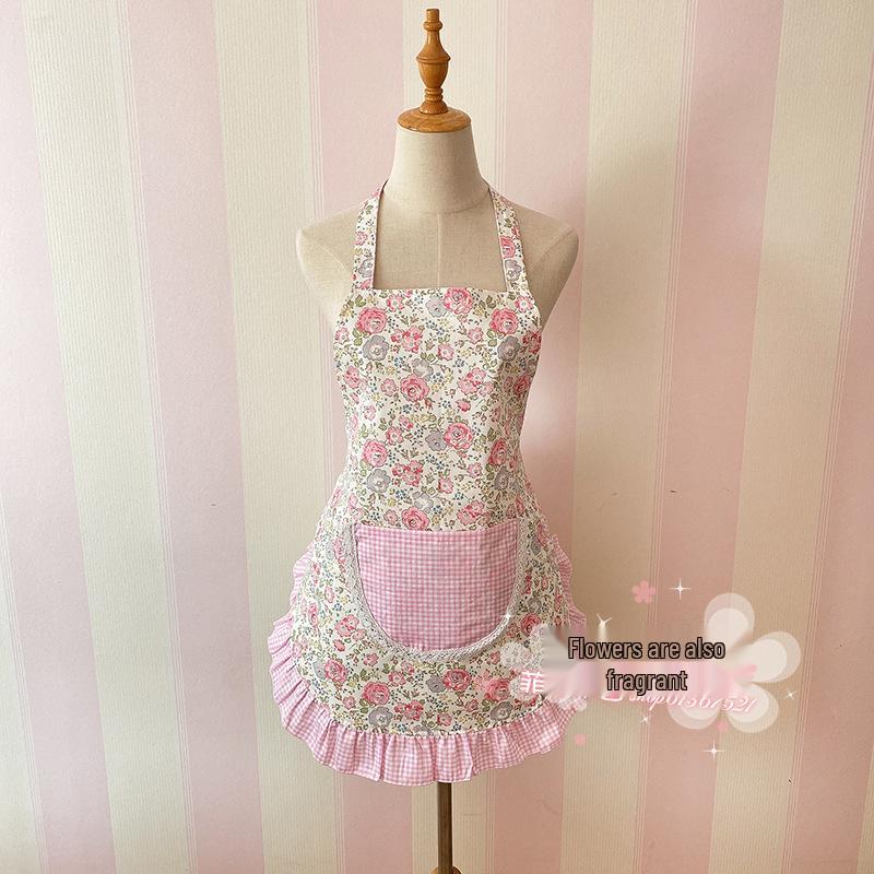Korean Style Cotton Lace Apron - Cute, Sleeveless, Anti-Stain Kitchen Wear