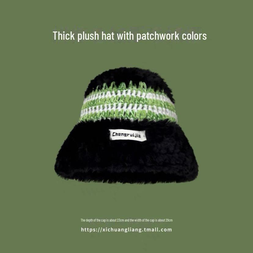 Colorful, Warm Wool Hat with Large Circumference and Cute Autumn-Winter Earmuffs