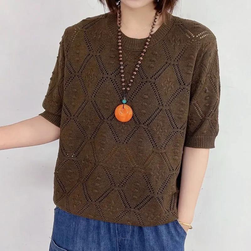 XS-6XL Plus Size Men's Sweater Short-sleeved Fat Sweater Loose Thin Section Covering Belly Hollow