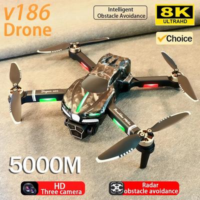 Nový V186 Pro Dron Profesionální Bezkomutátorový Motor Wifi Fpv Tři HD Letecké Snímkování FPV Vyhýbání se Překážkám Kvadrokoptéra UAV Dětská Hračka