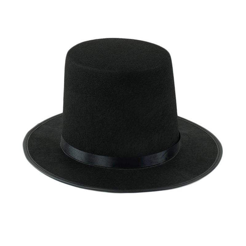 Vintage Black Top Hat Satins Ribbon Belt Caroler Snowman Costume Accessory for Adults and Teens Formal Occasion