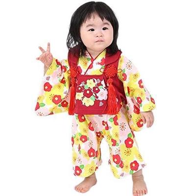Angelique Nina Shichi-Go-San Hakama Coverall with Camellia Pattern, Hakama Romper, Formal Japanese Clothing for Girls (80cm)