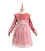 Girls long-sleeved foreign party dress princess dress performance dress children's clothing star mesh dress
