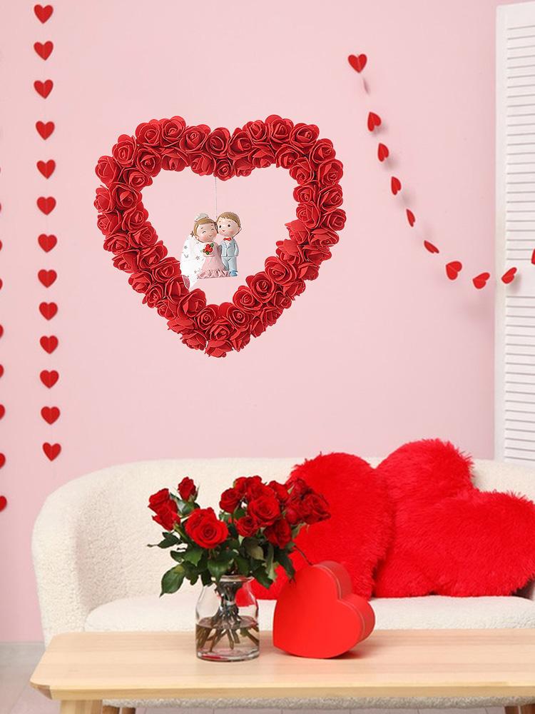 28cm Red Pink Heart Wreath for Valentine Wedding Party Decor