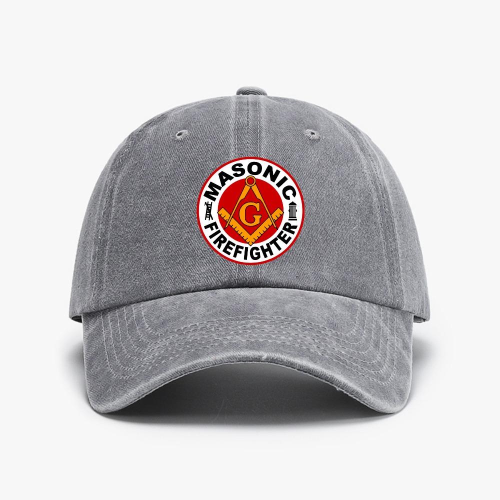 Washed Cotton Masons Masonic Freemason Baseball Cap Unisex Summer Adjustable Hats Freemasonic Compass Distressed Washed hat