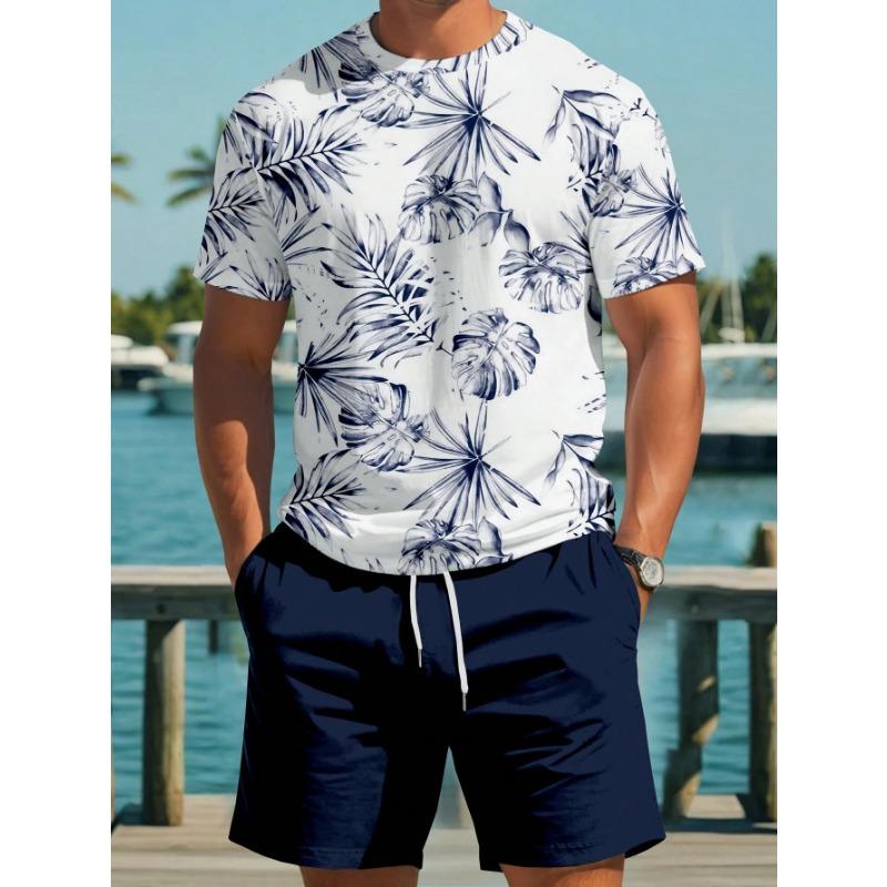 Summer Men's Sportswear Short Sleeve T-shirt Suit Two-piece Outdoor Travel Clothing Oversized Man Shorts Training Clothes
