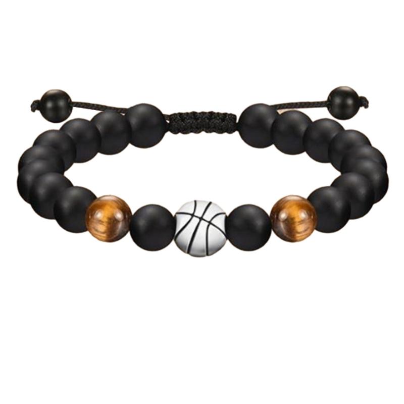 Handcrafted Beaded Bracelet Minimalist Black Handchain with Ball Pendant Versatile Sports Jewelry for All Occasions
