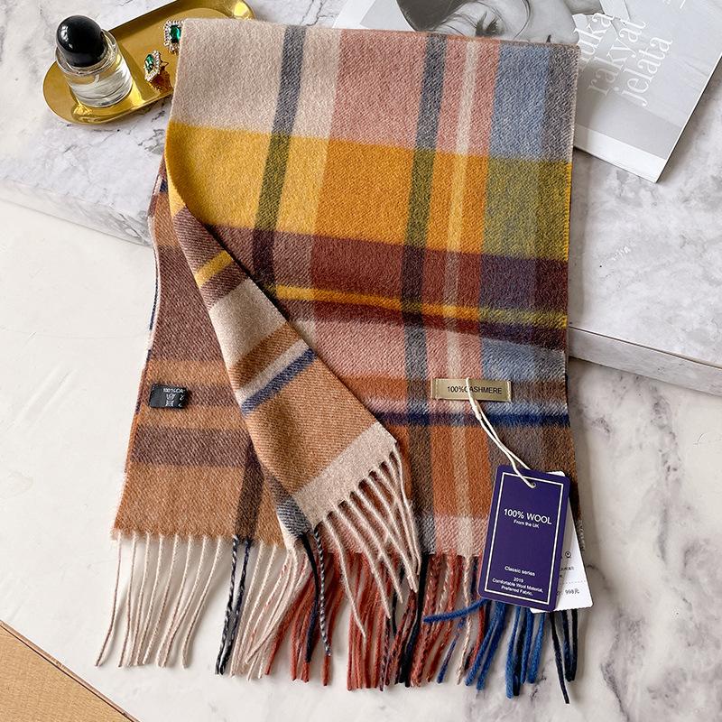 Ankola red plaid pure cashmere scarf women's winter high-end new scarf
