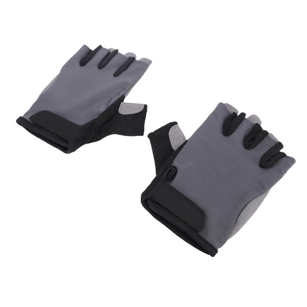 Cycling Gloves Grey Elastic Anti Slip Breathable Shock Absorbing Half Finger Bike Gloves for Road Bi