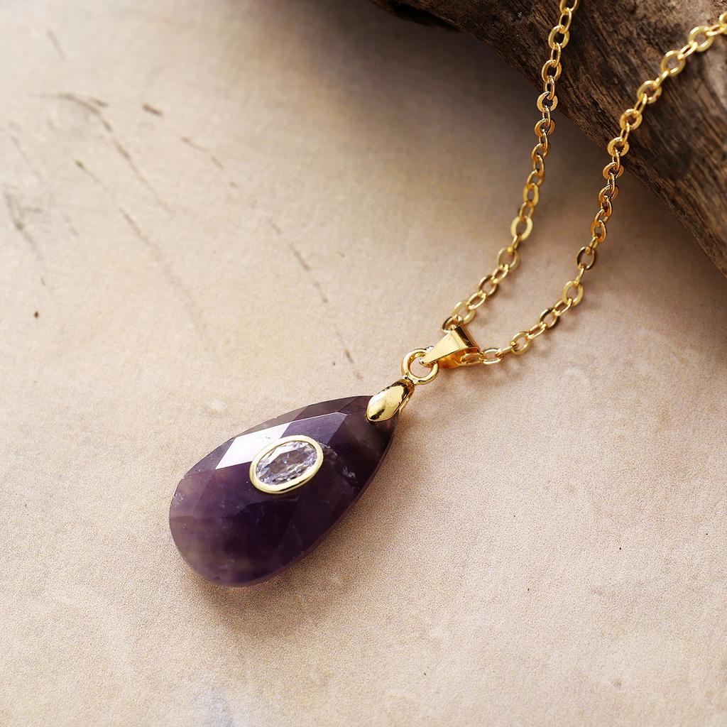 Luxury high quality, exclusive for new natural crystal stone water drop pendant jewelry simple fashion necklace merchandise jewelry