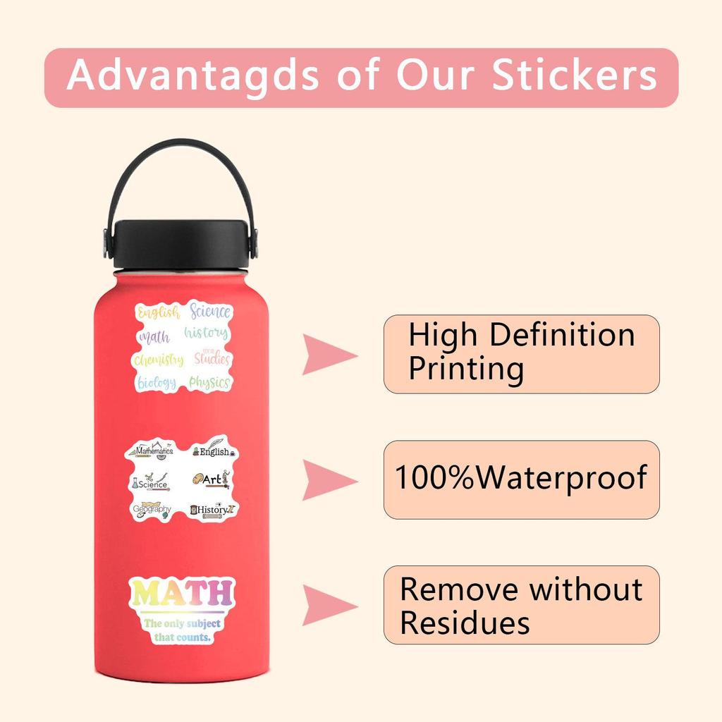 55 New School Subject Doodle Stickers for Decorating Suitcases, Notebooks, and Phones