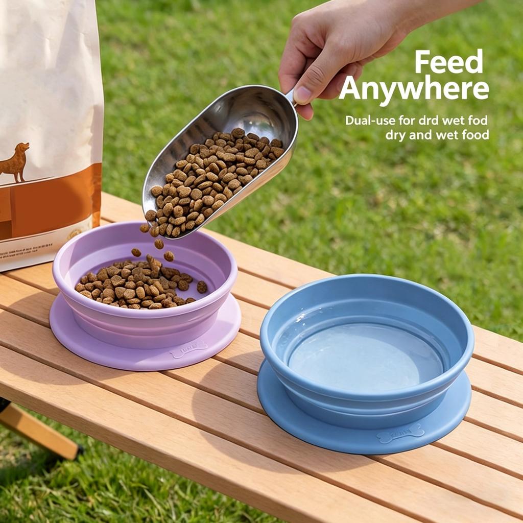 Collapsible Portable Pet Bowl for Outdoor Travel Use Foldable Dog Water Bowl with Carabiner for Food and Water Feeding