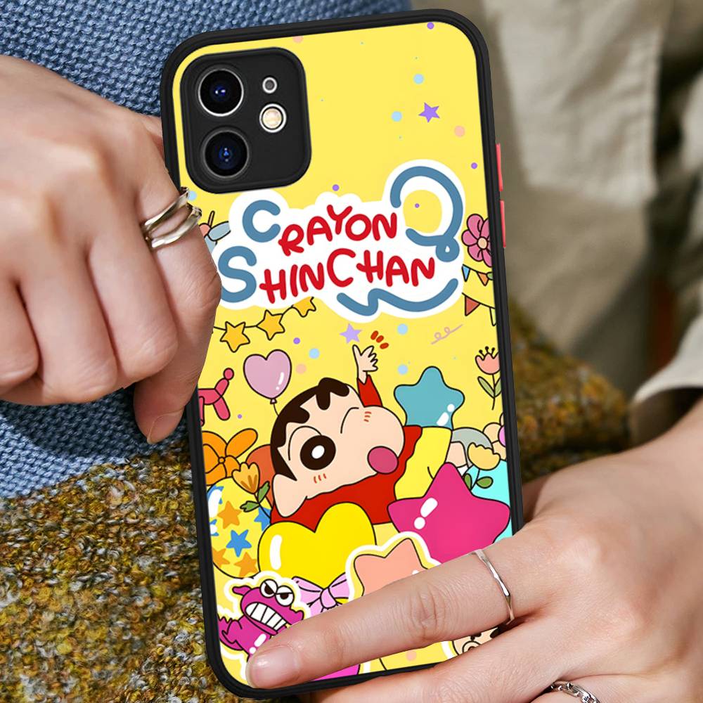 Anime Crayon Shin-Chan Matte Transparent Phone Cover For IPhone Case 16 15 14 13 12 11 Pro Max X XS Max Plus