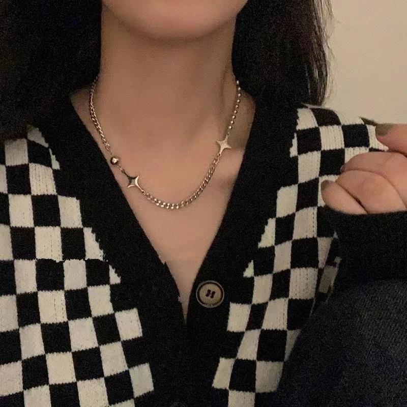 Kpop Cool Punk Vintage Star Pendant Chains Necklace For Men Women Egirl Hip Hop 90s Grunge Aesthetic EMO Jewelry Y2k Accessories