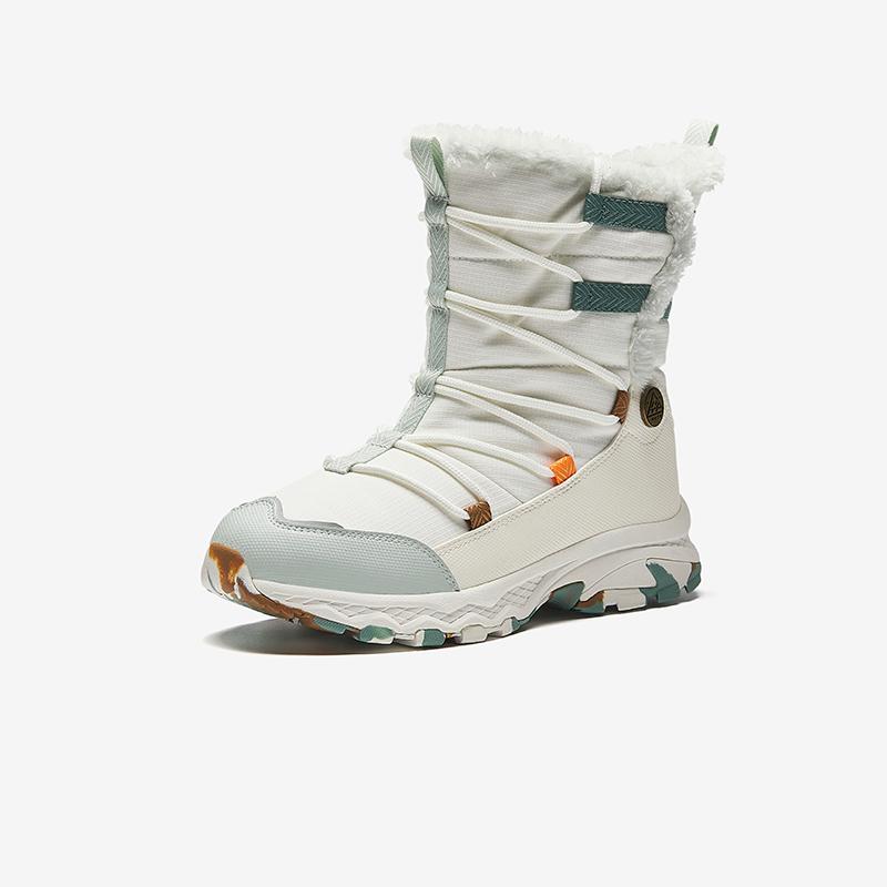 Anta Kids Trendy Fashion Thickened Warm High-Top Boots Kids Boots Ivory-White White Gray A22446923-1