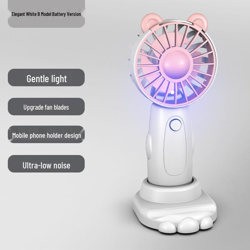 Cartoon USB Rechargeable Portable Handheld Mini Fan for Students with Customizable Logo English Color Box